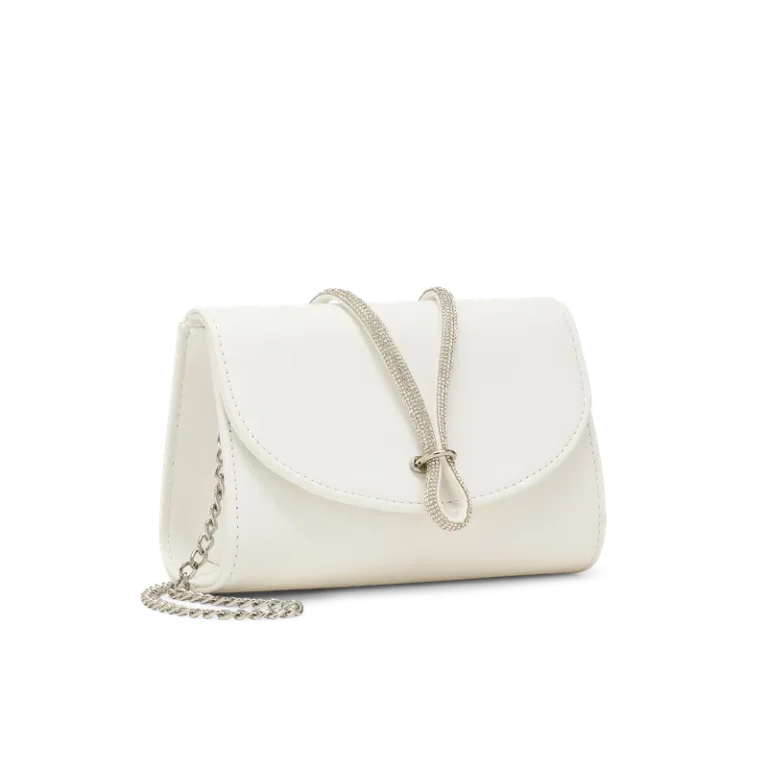 Corolla Bianco, pochette in ecopelle bianco, fatta a mano a Trani