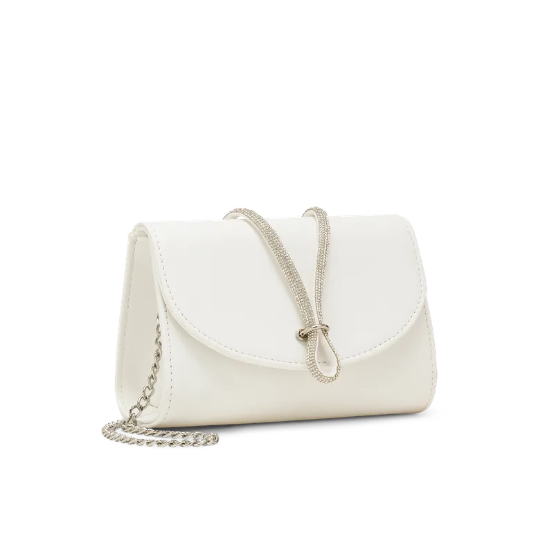 Corolla Bianco, pochette in ecopelle bianco, fatta a mano a Trani