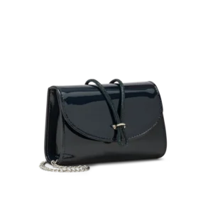 Corolla Blu Notte, pochette in vernice blu notte, fatta a mano a Trani