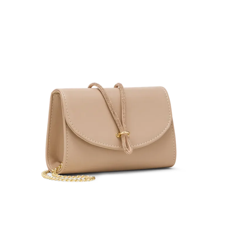 Corolla Nude Ecopelle, pochette in ecopelle nude, fatta a mano a Trani