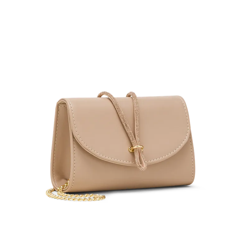 Corolla Nude Ecopelle, pochette in ecopelle nude, fatta a mano a Trani