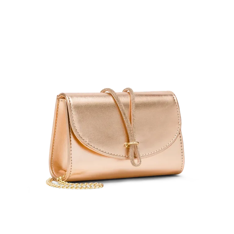 Corolla Rosa Gold, pochette in laminato rosa gold, fatta a mano a Trani