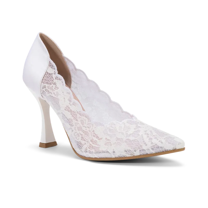 Diamante Sposa, décolleté da sposa in pizzo bianco, fatta a mano a Trani
