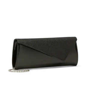Lanterna Nero, clutch in tessuto lurex nero, fatta a mano a Trani