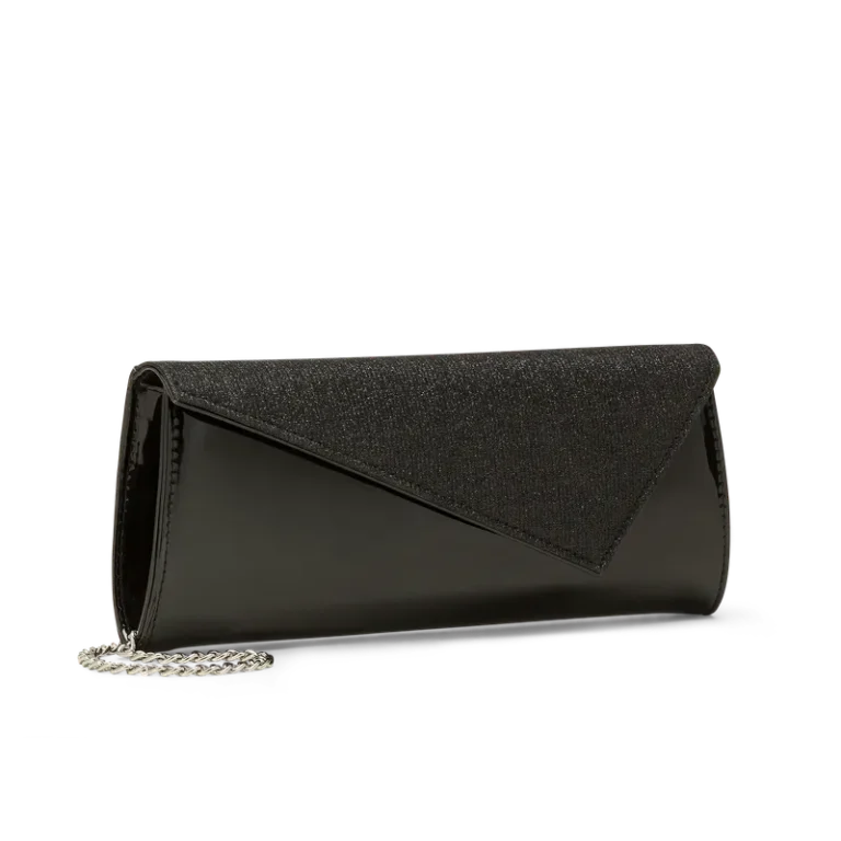 Lanterna Nero, clutch in tessuto lurex nero, fatta a mano a Trani