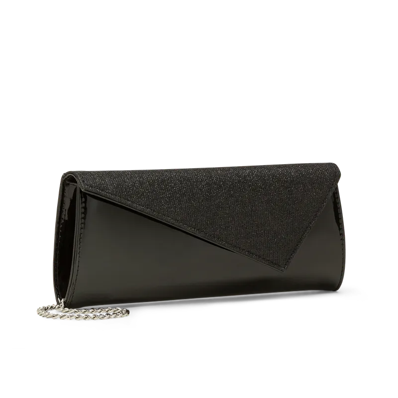 Lanterna Nero, clutch in tessuto lurex nero, fatta a mano a Trani