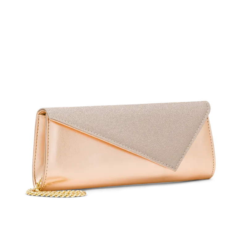 Lanterna Rosa Gold, clutch in laminato rosa gold, fatta a mano a Trani