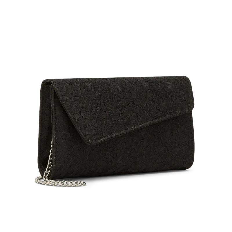 Trina Nero, pochette en dentelle noire, faite main à Trani