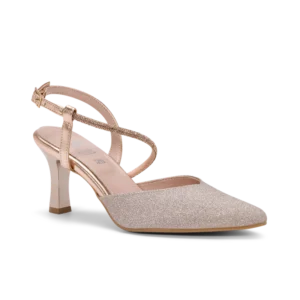Vela Glitter, slingback da cerimonia in glitter rosa gold, fatta a mano a Trani