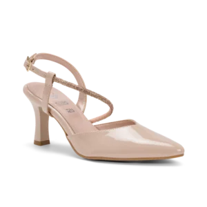 Vela Vernice, slingback da cerimonia in vernice nude, fatta a mano a Trani